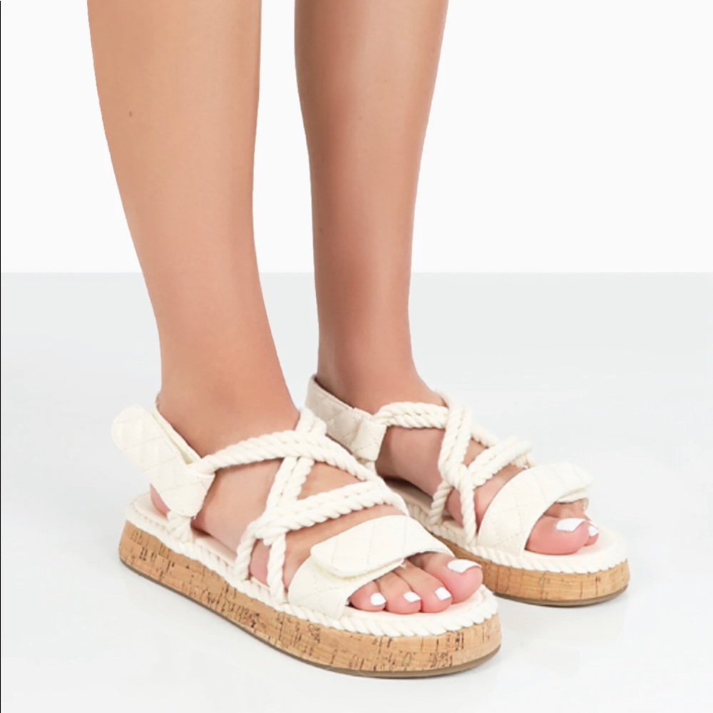 Public Desire Cream Rope Sandals